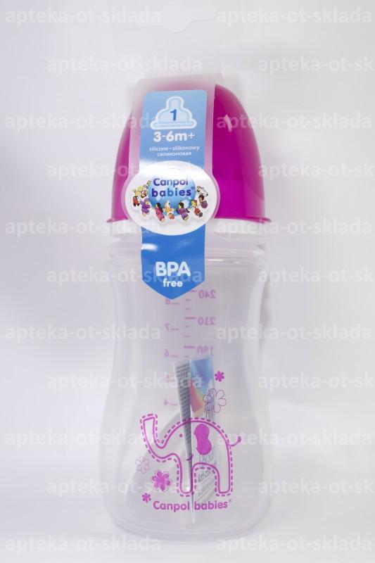 Canpol babies бутылочка для кормления антиколиковая силиконовая соска 240мл +3мес An