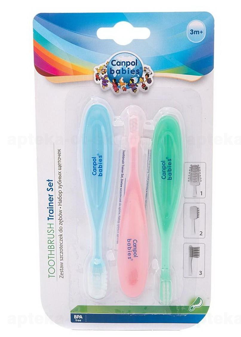 Canpol babies набор зубные щетки 2шт +щетка-массажер +0мес