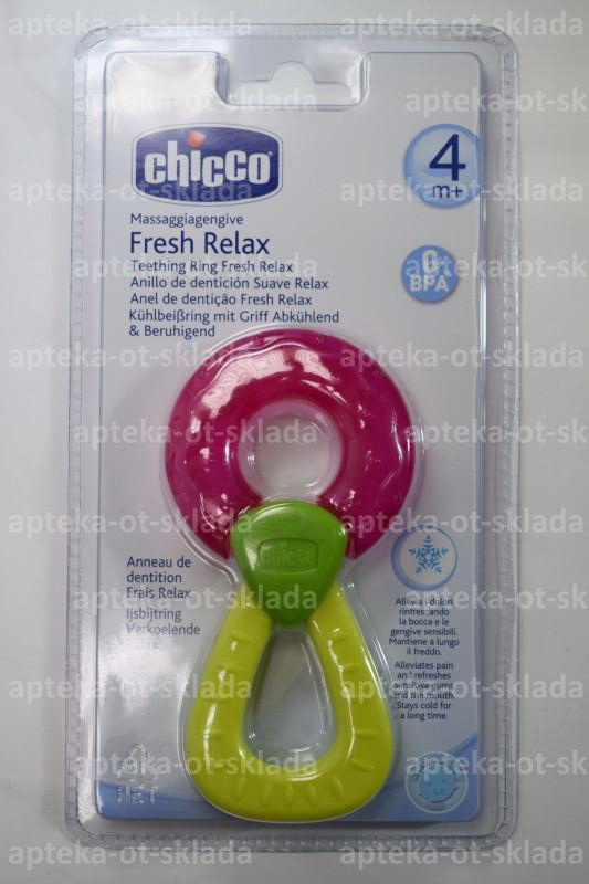 Chicco прорезыватель-игрушка Fresh Relax Фрукты Яблоко +4мес