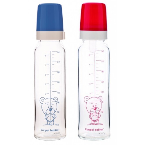 Canpol babies бутылка стеклянная для кормления с силиконовой соской 240мл (42/101) 12+