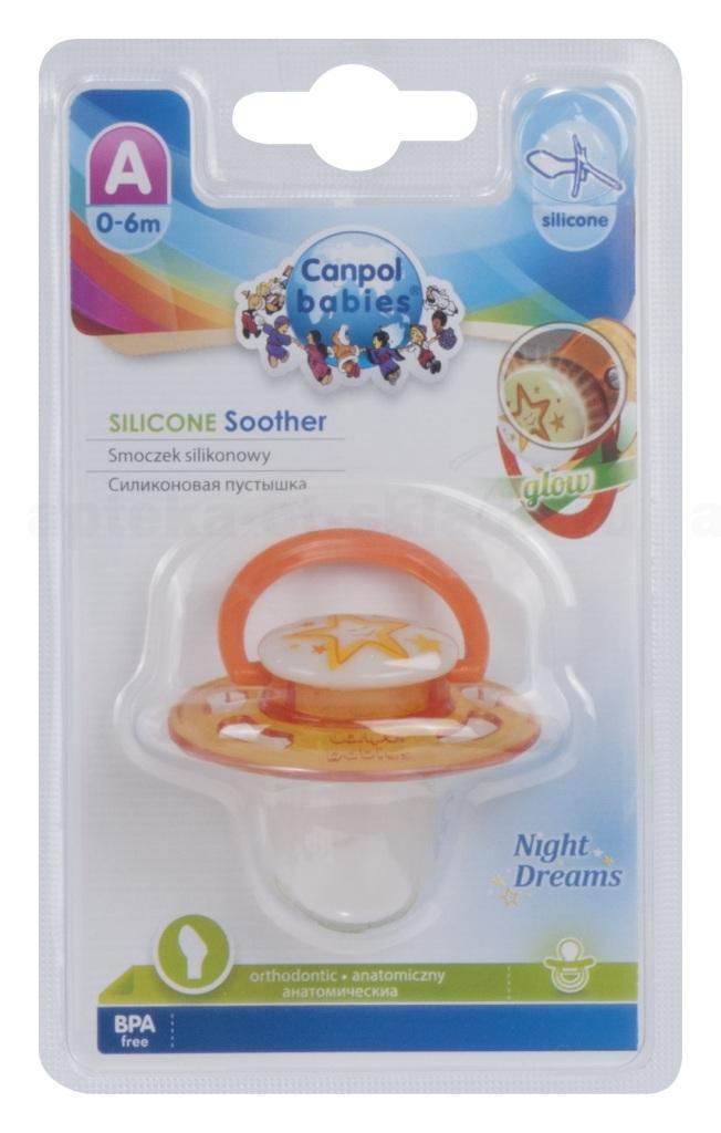 Canpol babies соска-пустышка силиконовая анатомическая Night Dream 0-6мес