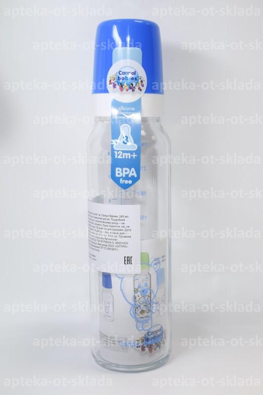 Canpol babies бутылка стеклянная для кормления с силикон соской 240мл +12мес