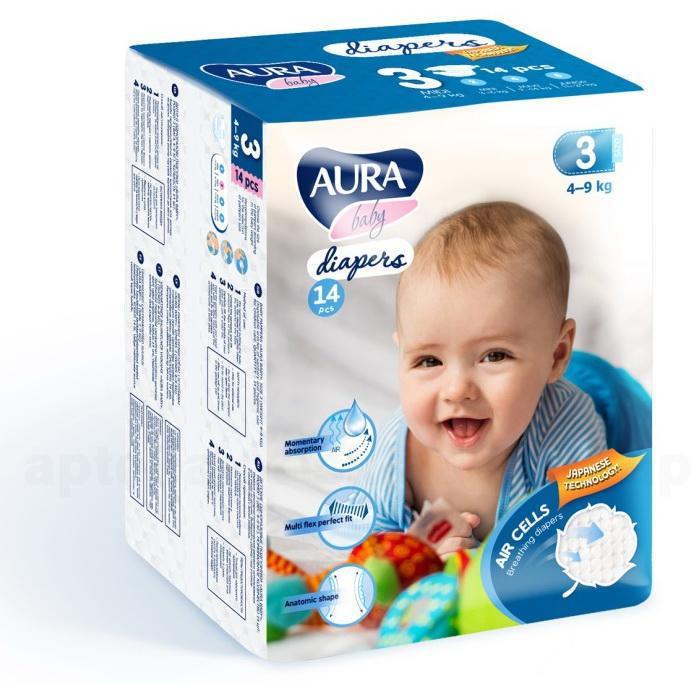 Уценен Аура baby diapers подгузники детские (р-р 3) 4-9кг N 14
