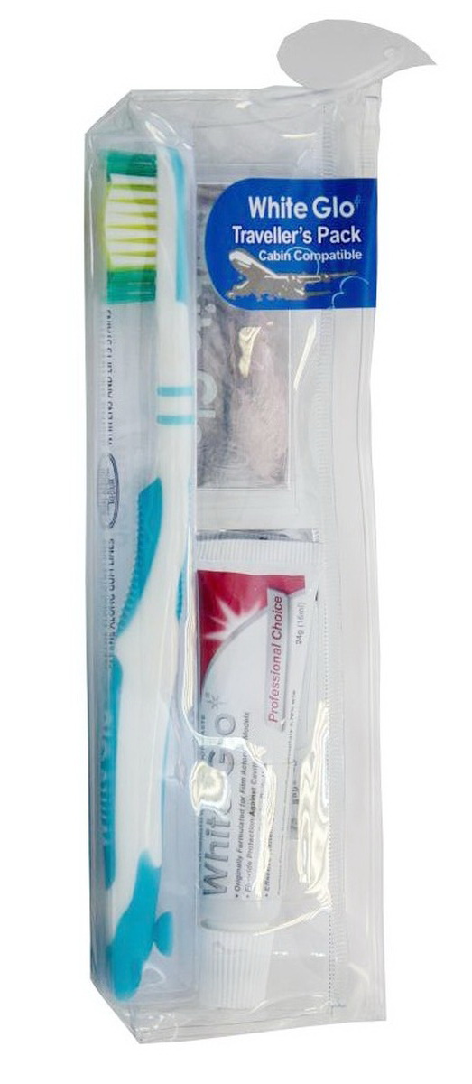 Дорожный набор White Glo зубная щетка + зубная паста профессиональный выбор + зубочистки нитевидные