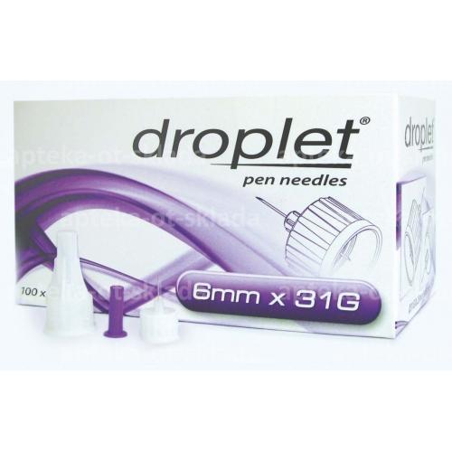 Droplet иглы для шприц-ручек 31G длинна 6 мм N 100