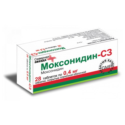 Моксонидин-СЗ тб п/о плен 0,4 мг N 28 , описание и инструкция по .