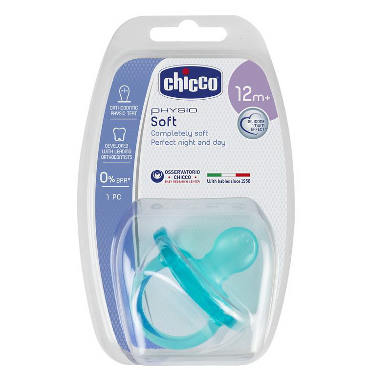 Chicco пустышка Physio Soft силикон голубая +12мес 310410140 N 1