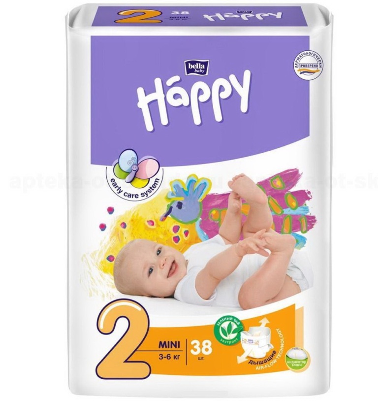 Bella baby Happy Подгузники д/детей Mini 3-6кг р.2 N 1