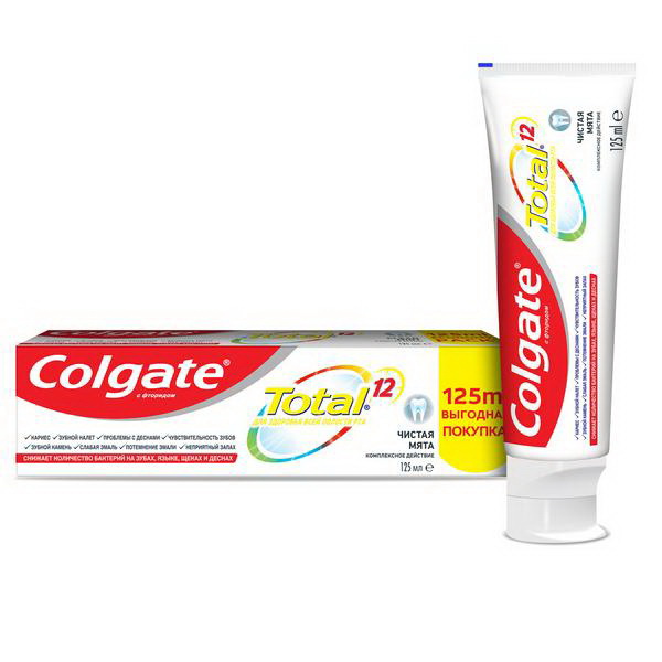 Сolgate зубная паста Total 12 чистая мята с фторидом 125мл