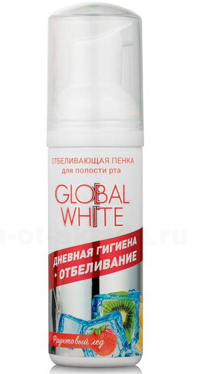 Global White пенка для полости рта отбеливающая фруктовый лед 50мл N 1
