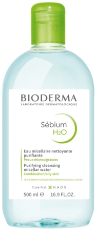 Bioderma Sebium H2O мицеллярная вода для деликатного очищения и демакияжа комбинированной и жирной кожи 500мл