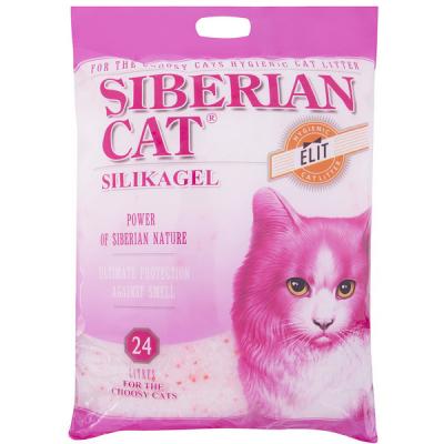 Наполнитель силикагелевый для туалета привередливых кошек Сибирская кошка элита 24 л розовые гранулы