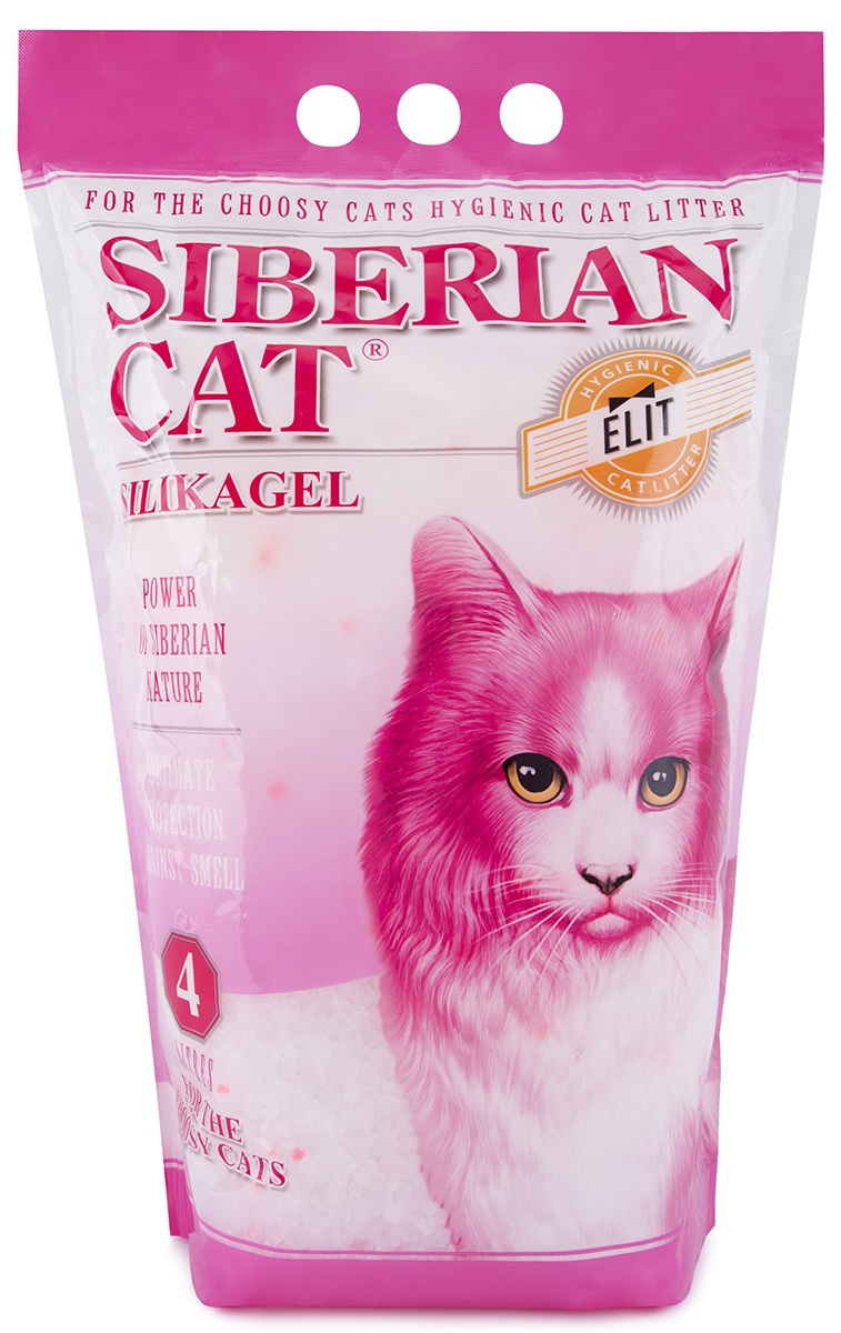 Наполнитель силикагелевый для туалета привередливых кошек Сибирская кошка элита 4 л розовые гранулы