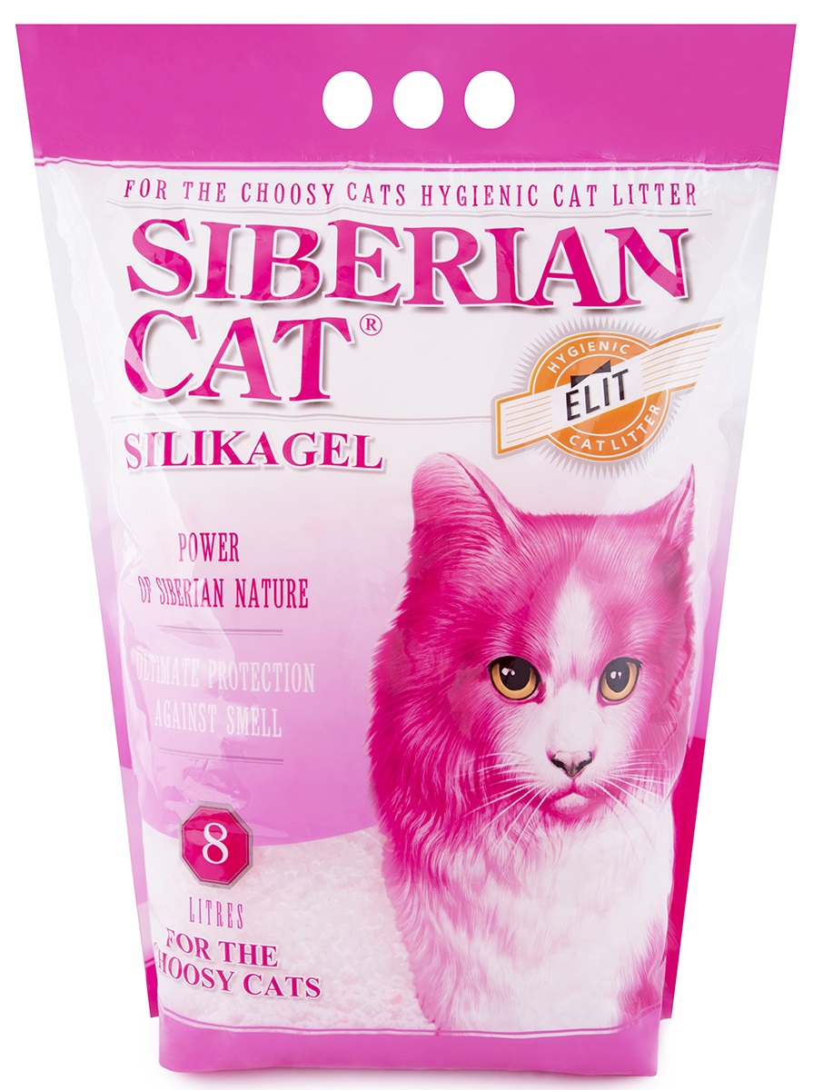 Наполнитель силикагелевый для туалета привередливых кошек Сибирская кошка элита 8 л розовые гранулы