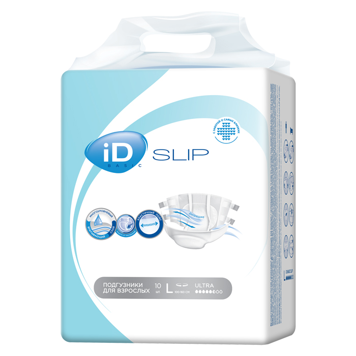iD Slip basic ultra подгузники для взрослых размер L (100-160см) N 10