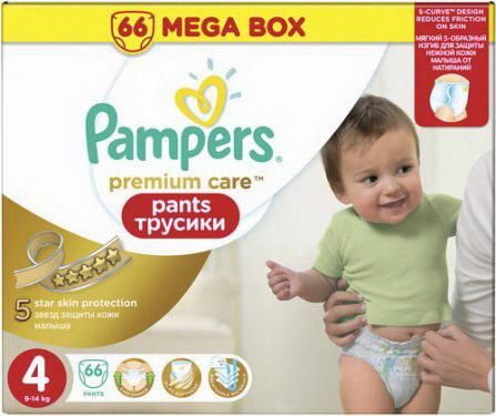 Подгузники-трусики Pampers Premium Care Pants 9-14кг (р-р 4) N 66