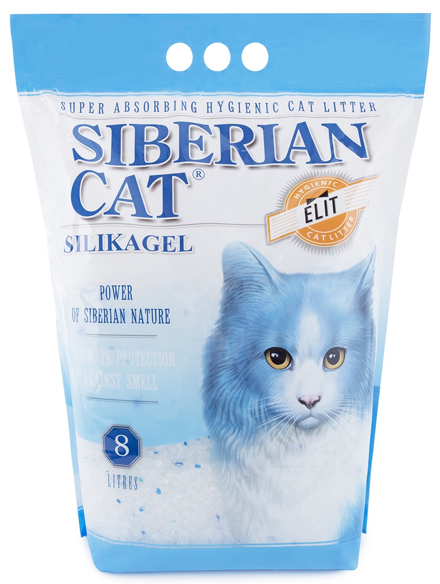 Наполнитель силикагелевый для кошачьего туалета Сибирская кошка элита 8 л синие гранулы