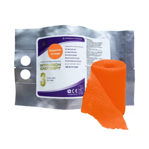 Intrarich Cast Soft 3 бинт полимерный полужесткой фиксации 7,5см*3,6м оранжевый